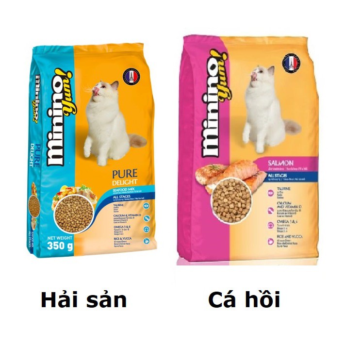 combo 5 bịch thức ăn cho mèo Minino Yum - Túi 350g (2 vị)