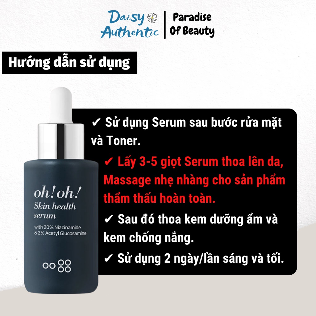Serum oh!oh! Skin health Serum 30ml - Tinh chất dưỡng sáng da, Giảm thâm