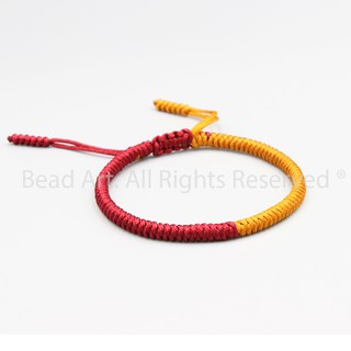 Vòng Tay Thắt Chỉ Màu Tibet Handmade (ĐỎ ĐÔ - VÀNG CAM SẬM), Vòng Tay Phong Thuỷ, Chuỗi Hạt S50 - Bead Art