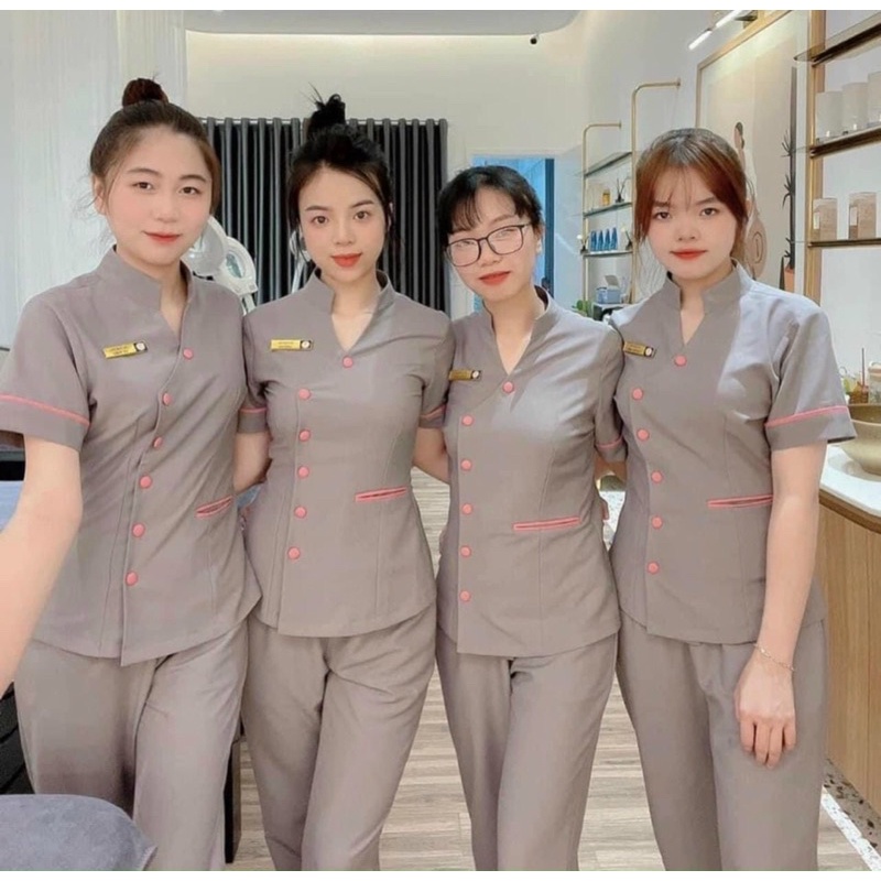 Đồng phục spa 🔥𝗛𝗔̀𝗡𝗚 ĐẸ𝗣🔥chất vải cotton lạnh cao cấp nhận đặt may theo yêu cầu.