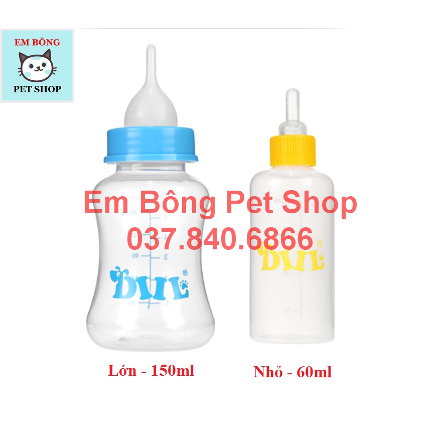 Bình ti, bình sữa cho chó mèo sơ sinh  - 60ml và 150ml