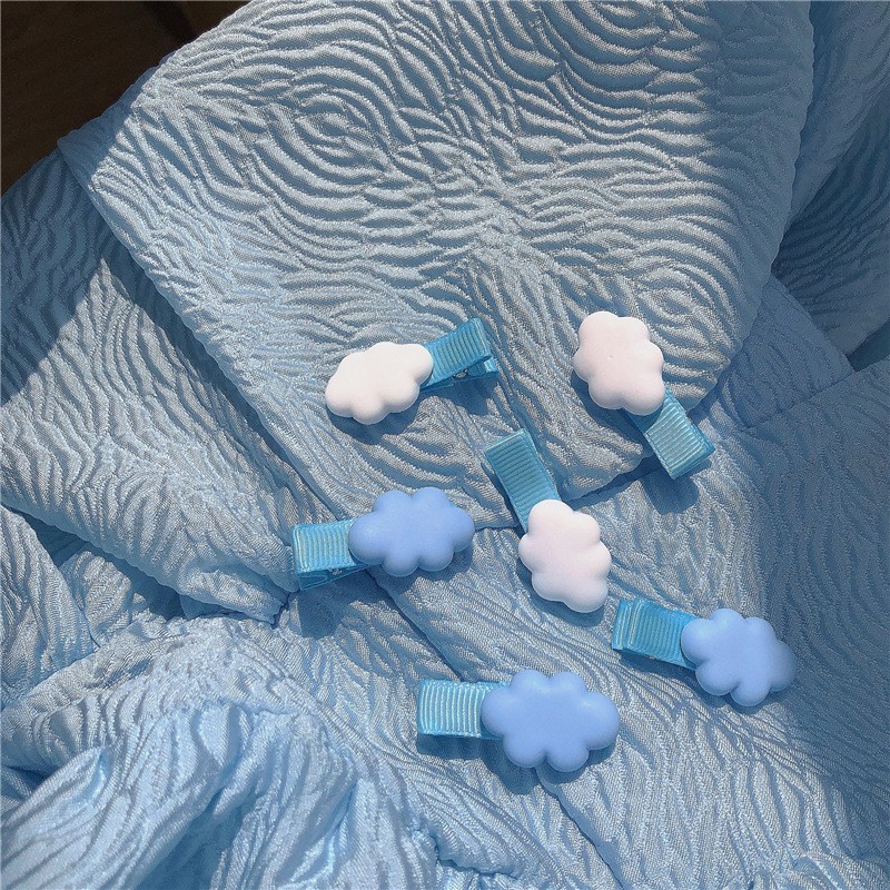 Kẹp Tóc Nhựa Hình Đám Mây Màu Trắng / Xanh Dương Dễ Thương Cho Nữ