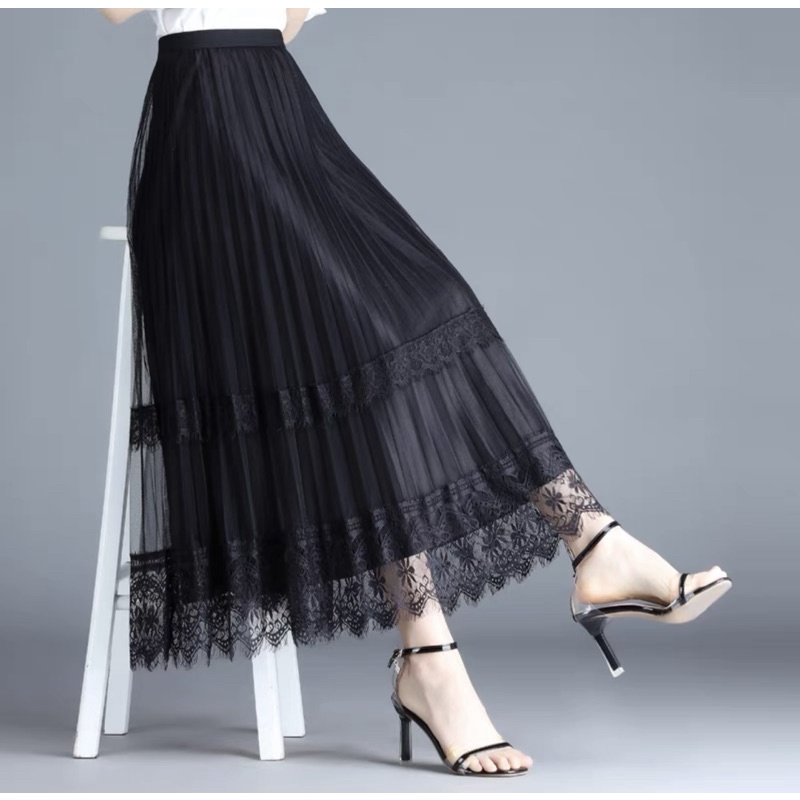 Chân váy maxi ren 2 lớp