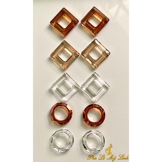 Mặt dây pha lê Swarovski vuông và tròn rỗng 14mm