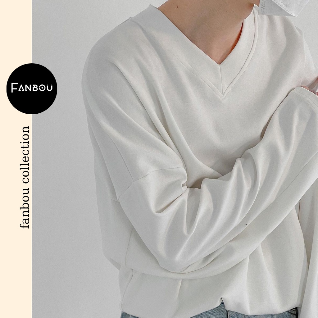 Áo thun cotton nam cổ xẻ tim tay dài | BigBuy360 - bigbuy360.vn