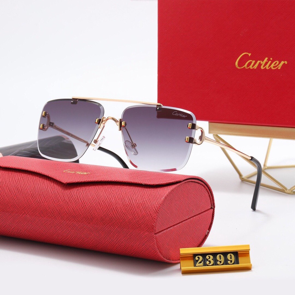 Cartier_ 2021 Mới Thời trang Hàn Quốc Khung lớn Màu phim Kính râm Nam và Nữ Xu hướng Cặp đôi Đường phố Chụp Trăm Phù hợp Trang trí Thời trang Du lịch Kỳ nghỉ Chống tia cực tím Kính râm đi biển