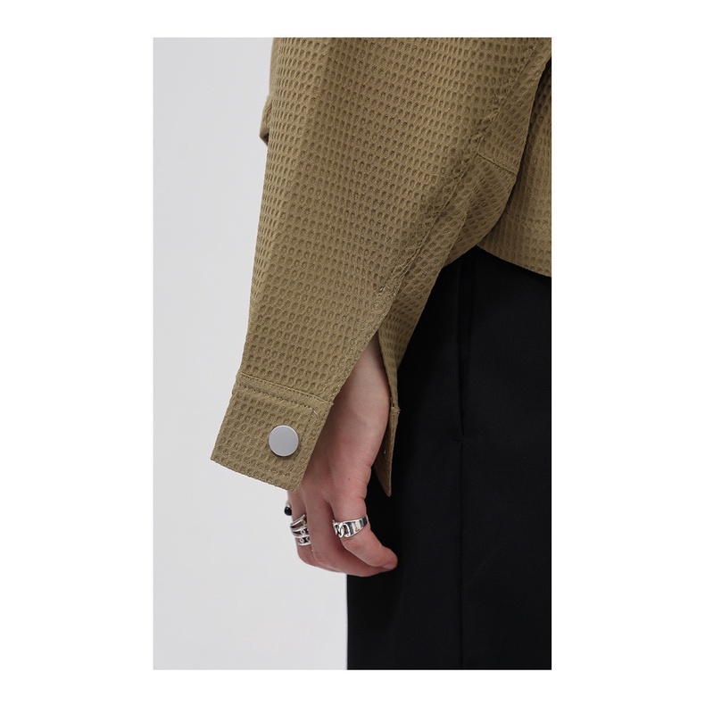 Áo khoác nam nữ ô vuông nhỏ màu nâu