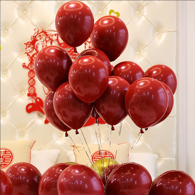 combo 20 quả đỏ rượu màu đậm trang trí sinh nhật, phòng cưới