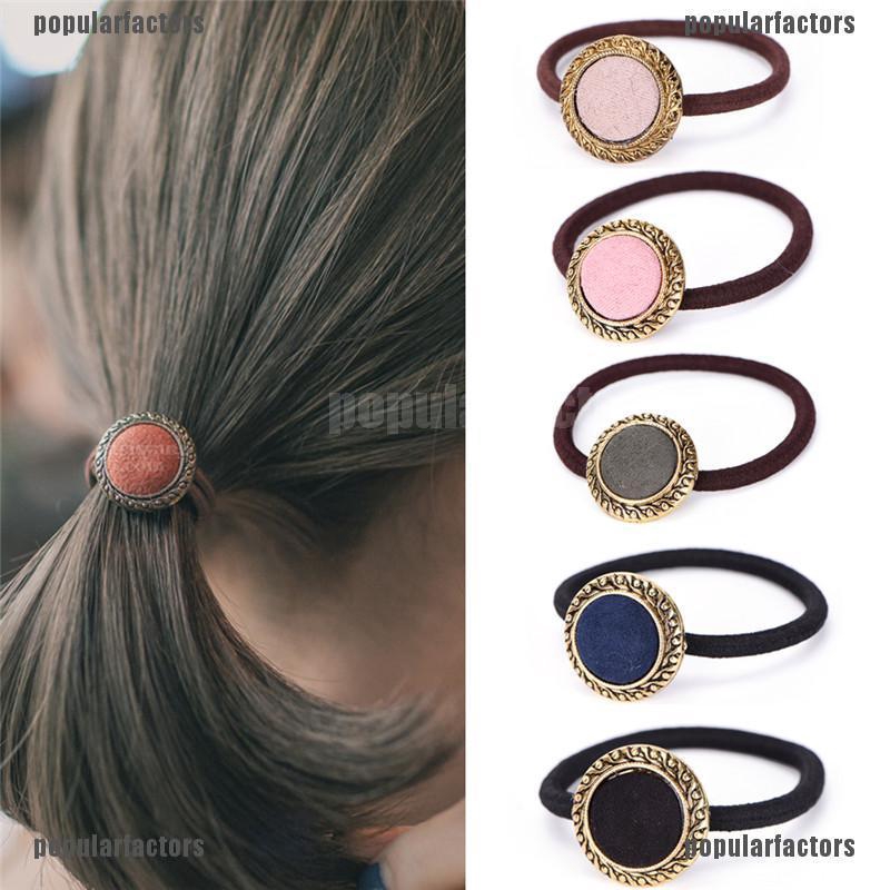 Dây Cột Tóc Co Giãn Cao Mặt Tròn Phong Cách Hàn Quốc Cho Nữ