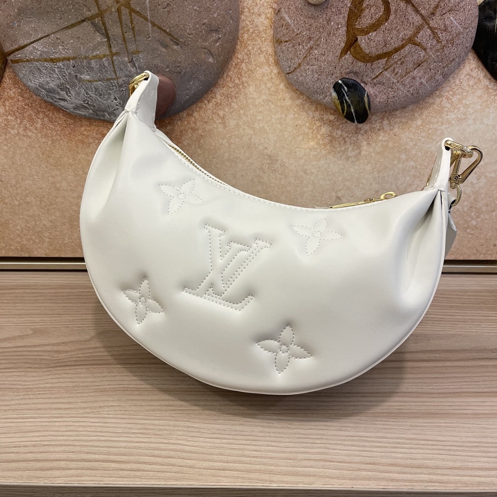Túi Half Moon nữ da thật thời trang cao cấp Louis Vuitton LV thiết kế logo dập nổi, phong cách năng động