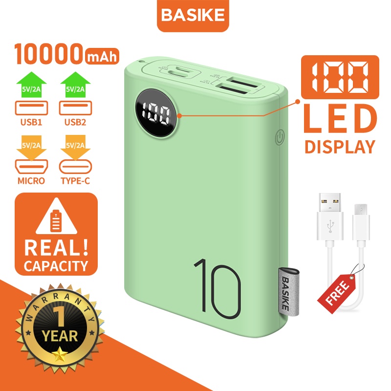 Sạc Dự Phòng BASIKE 10000mAh Màu Macaron Cao Cấp cho iPhone Và Android PF23
