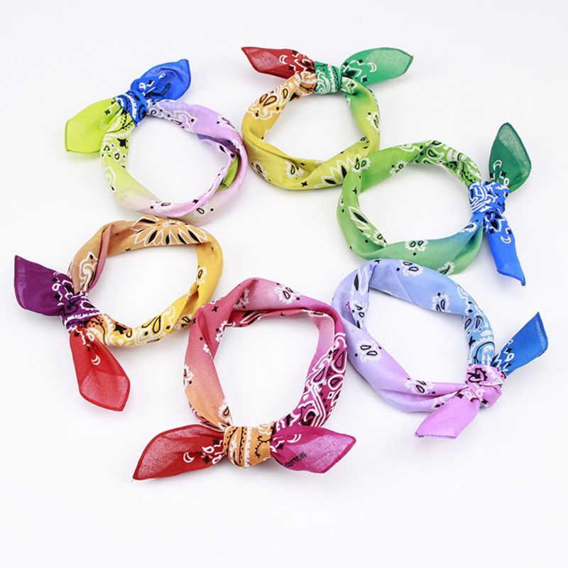 Youyo Áo Thun Cotton Vuông Họa Tiết Hoa Màu Gradient Cầu Vồng Hai Lớp Paisley Dành Cho Nam Nữ