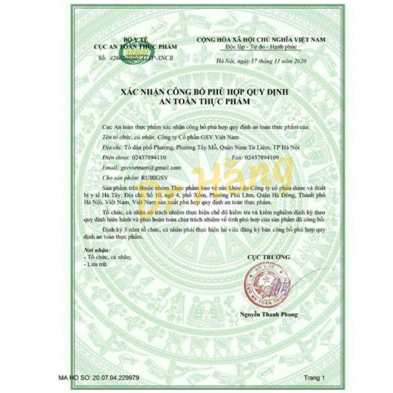 Rubi GSV - Viên Uống Đẹp Da, Sạm Da, Nám Da, Bổ Sung Vitamin, Cho Da Mụn, Trắng Da