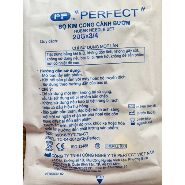 Kim buồng truyền, kim cong cánh bướm 20GX3/4 - Hàng chuẩn