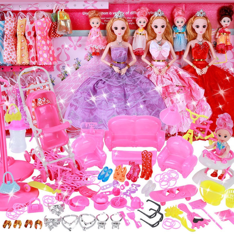 Barbie doll set big gift box for girls princess wedding dress children play house toy Villa birthday gift
