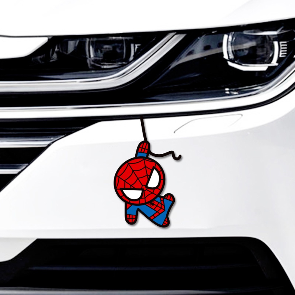 Miếng Dán Phản Quang Họa Tiết Người Nhện Vui Nhộn Trang Trí Gương Chiếu Hậu Xe Hơi