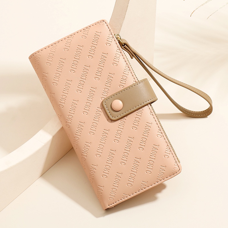 Ví dài cầm tay PIERRE LOUES có khóa kéo nhiều ngăn đựng thẻ tiện dụng thời trang cho nữ