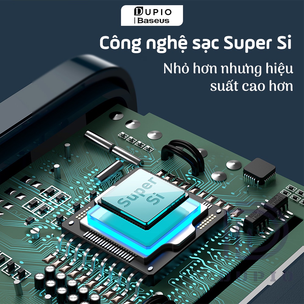 Bộ cóc củ DUPIO Baseus CS03 Super Si nhỏ gọn usb-c pd 20w 18w sạc nhanh nhiều cấp bảo vệ