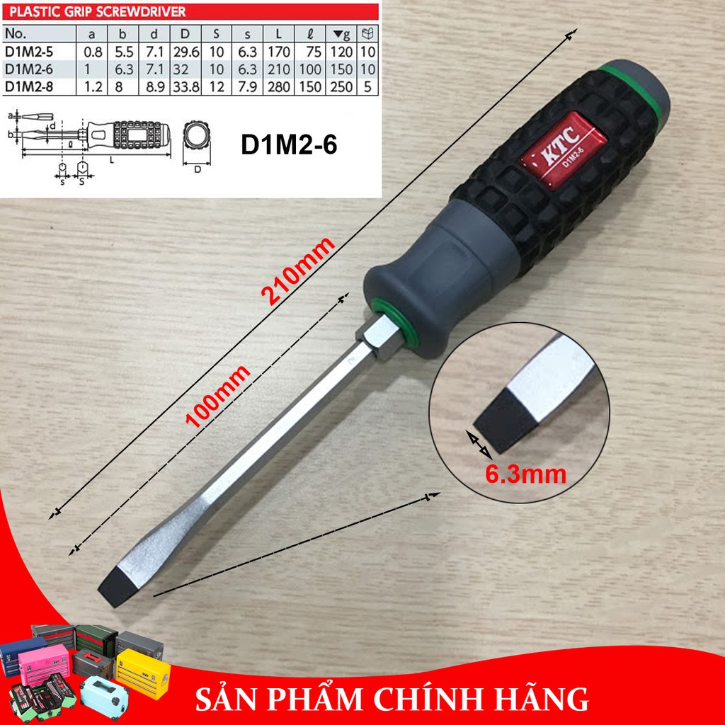 Tô vít 2 cạnh KTC mã D1M2-6 dùng trong sửa chữa xe máy trong Yamaha, Honda VN