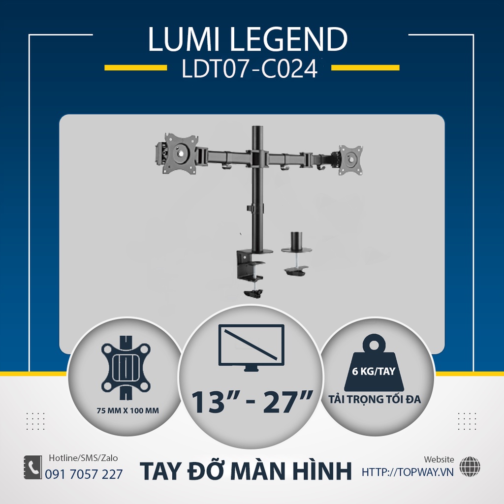 Giá Treo Màn Hình Máy Tính Đôi 27inch Arm Đỡ Màn Hình Lumi Legend LDT07-C024