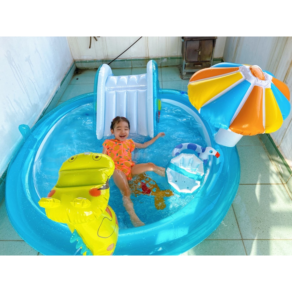 Hồ bơi cầu trượt cá sấu 57165