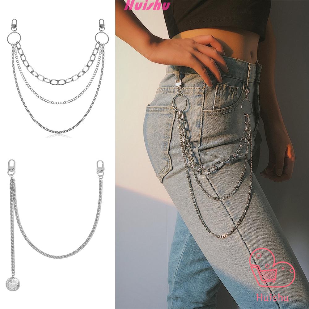 Móc Khóa Dây Xích 3 Lớp Gắn Ví Quần Jean Phong Cách Hip Hop Rock
