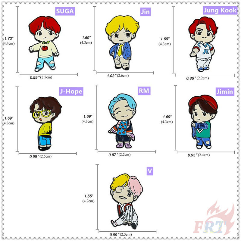 ★ BTS Bangtan Boys Tiny Tan：Virtual Cartoon Characters - KPOP Super Star Brooches ★ 1Pc Fashion Doodle Enamel Pins Backpack Button Badge Brooch