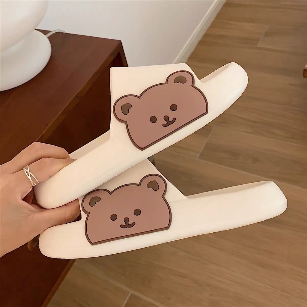 Dép bánh mì nữ gấu cạnh siêu nhẹ êm chống trơn đi ở nhà mùa hè đẹp giá rẻ