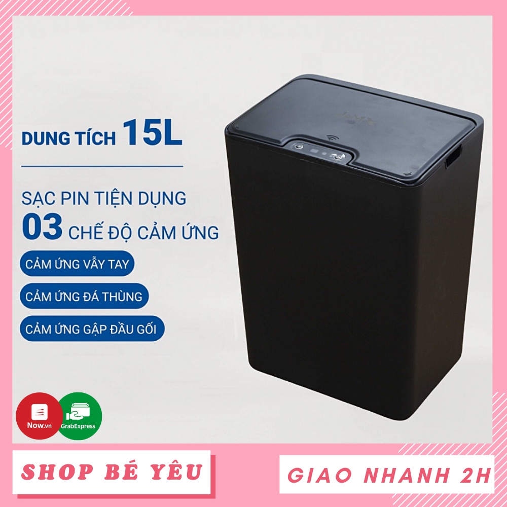 Thùng rác thông minh  𝑭𝒓𝒆𝒆𝒔𝒉𝒊𝒑  Thùng rác cảm ứng 3 chế độ thông minh M&amp;L FH-2 dung tích 15 lít màu đen