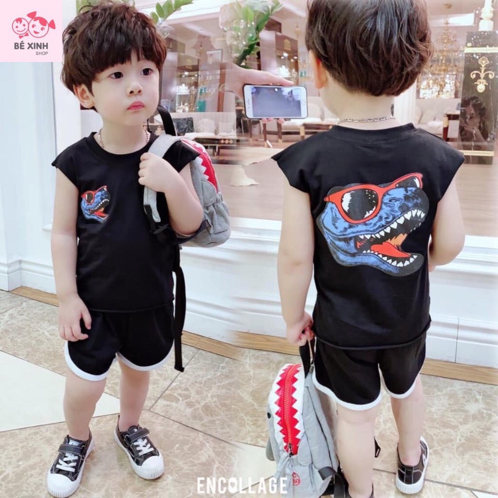 Bộ đồ quần áo cho bé trai mùa hè ba lỗ trẻ em Minky Mom [Sale Siêu Sốc] bộ đồ cho bé trai sát nách KHỦNG LONG trẻ em