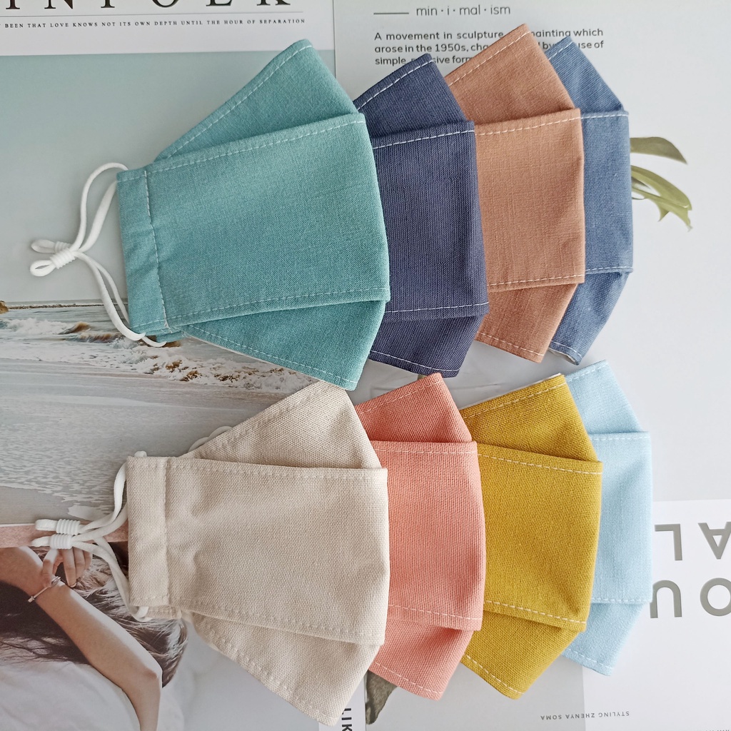 Khẩu trang vải phong cách Origami handmade Tiệm nhà Pony 3 lớp, 100% sợi tự nhiên hợp thời trang
