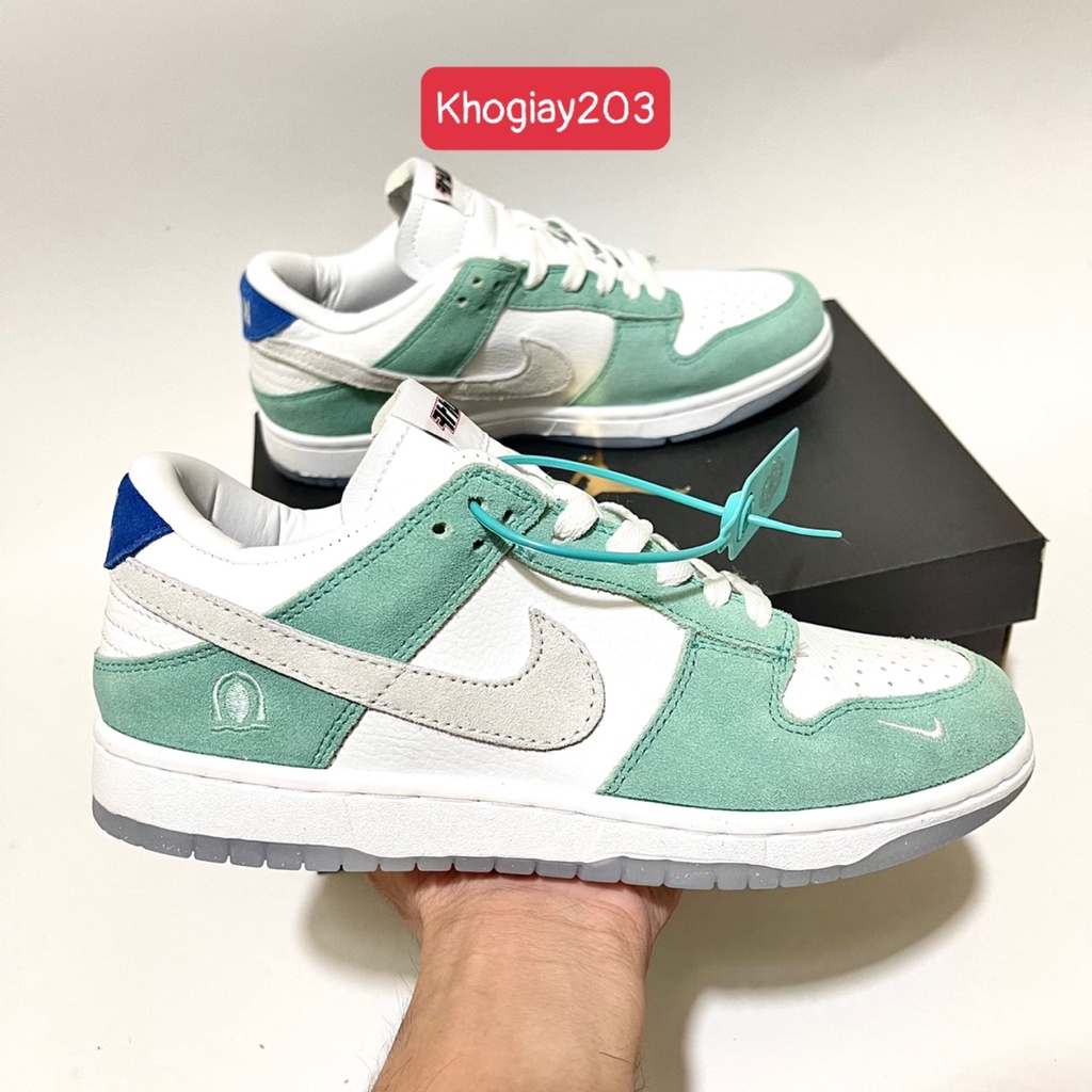 Giày Jordan SB dunk xanh mint thấp cổ, giày JD SB xanh lá nỉ trắng cao cấp