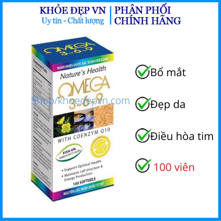 Omega 369 - Hộp 100 viên - Tăng cường dưỡng chất cho mắt giúp mắt sáng- Chuẩn BYT