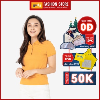 Áo thun polo nữ YODY cổ bẻ sợi cafe trơn thanh lịch thoải mái nhiều màu APN4388