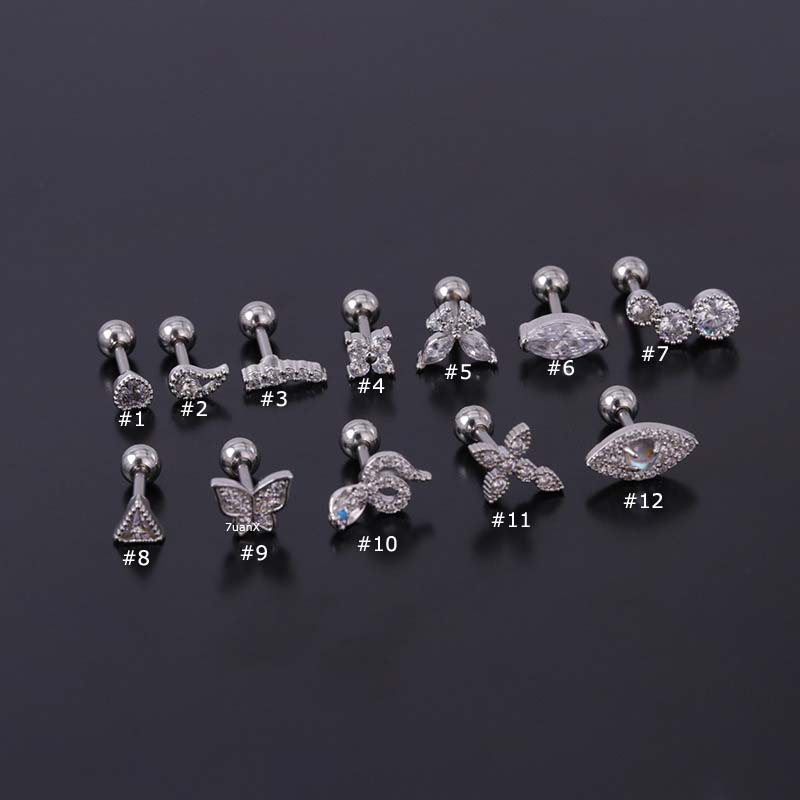 1 bông tai 16gauge bằng thép không gỉ nhiều họa tiết lựa chọn