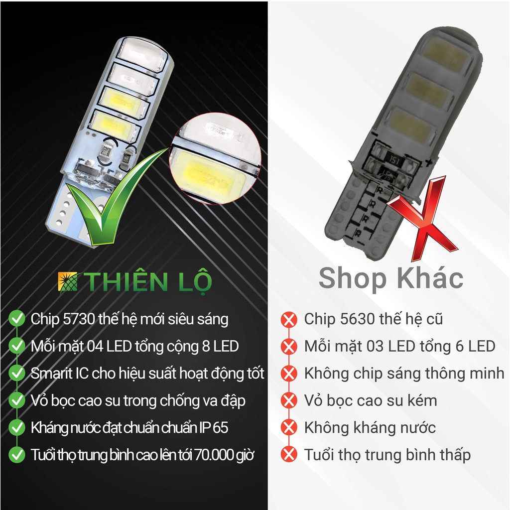 [Bộ 2 Bóng] Đèn LED xi nhan demi T10 nháy chớp F1 5730 8 LED SMART IC cực sáng cho xe máy cao cấp của Thiên Lộ