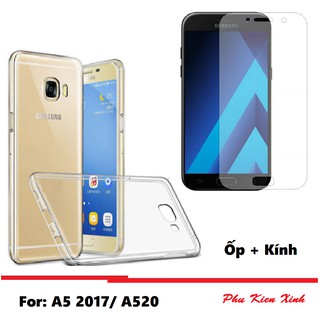Ốp Lưng Silicon Samsung A5 2017 Hiệu dada Dẻo + Kính Cường Lực Trong Suốt