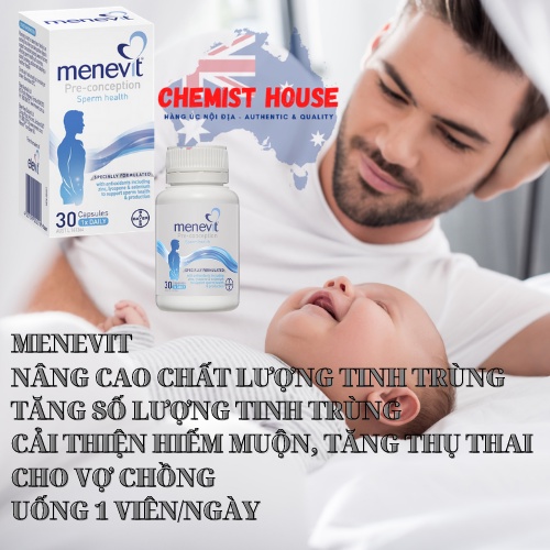 [Hàng Chuẩn ÚC] Menevit - Hỗ trợ sinh sản sinh lý nam, tăng thụ thai 30 viên