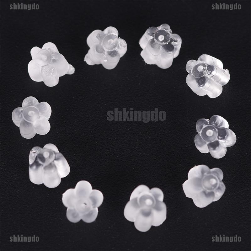 100 Nút Chặn Bông Tai Silicon Hình Hoa tiện dụng