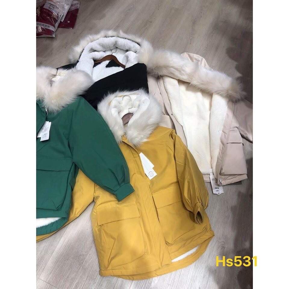 Áo khoác nữ dày phao gió kaki ấm có mũ lông hàng quốc bền giá rẻ g054 | BigBuy360 - bigbuy360.vn