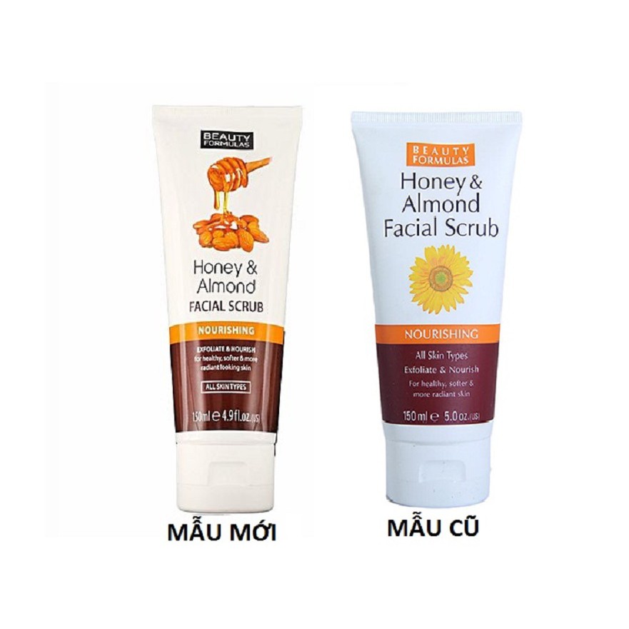 Sữa rửa mặt Beauty Formulas Honey and Almond Facial Scrub 150ml - tẩy tế bào chết mật on