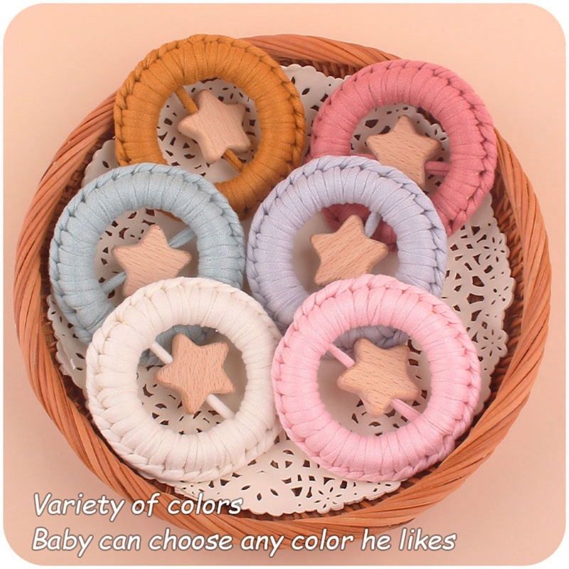 Haha Ti Giả Ngậm Mọc Răng Bằng Cotton Dệt Tay Cho Bé Sơ Sinh Khi Tắm