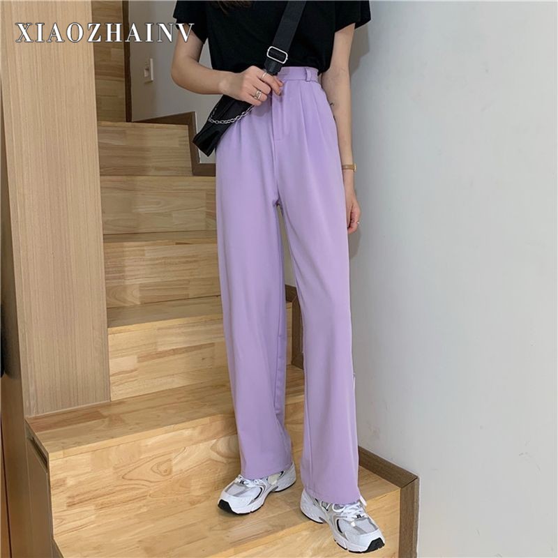 [Mã FADIRECT20 giảm 20K đơn 150K] Quần Dài Xiaozhainv Lưng Cao Ống Rộng Màu Trơn Phong Cách Thoải Mái Cho Nữ | BigBuy360 - bigbuy360.vn