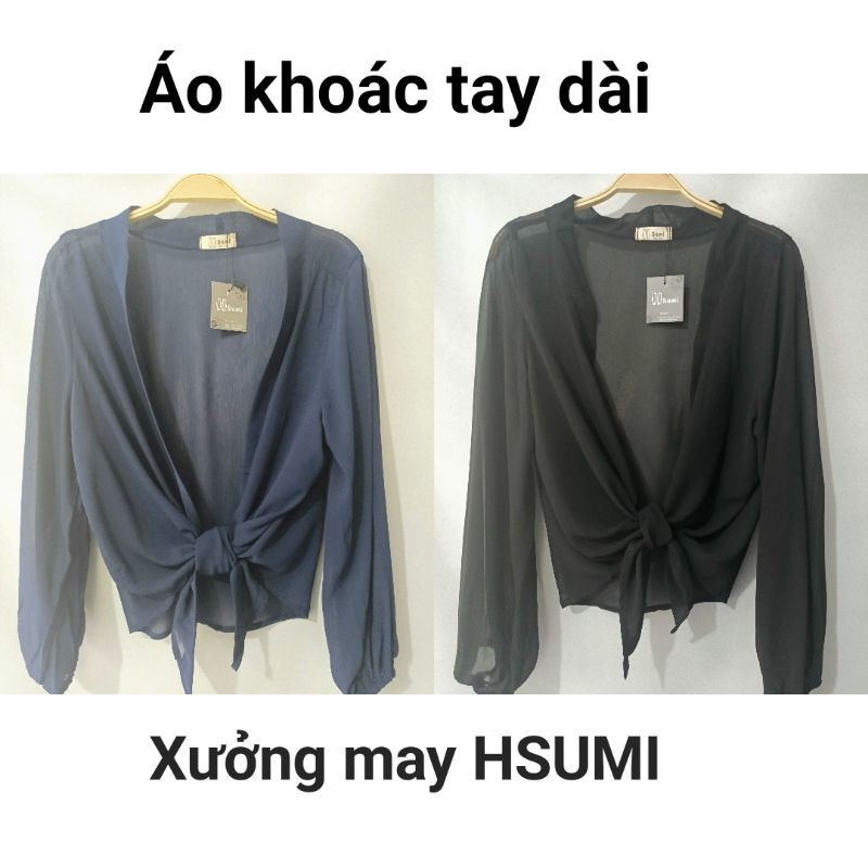 [Bigsize] Áo khoác voan tay dài buộc dây Hsumi