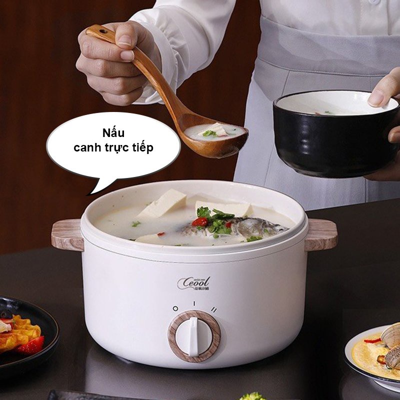 Nồi Điện Đa Năng 1.5L OENON Chống Dính Nấu Vân Đá Nấu Lẩu Phù Hợp Văn Phòng, Sinh Viên - OE1500