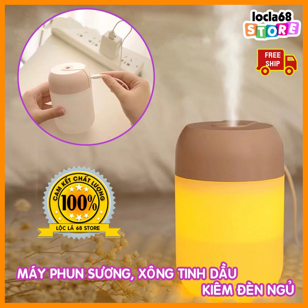 Máy Xông Tinh Dầu Mini Phun Sương Khuếch Tán Tinh Dầu Tỏa Hương Thơm Kiêm Đèn Ngủ