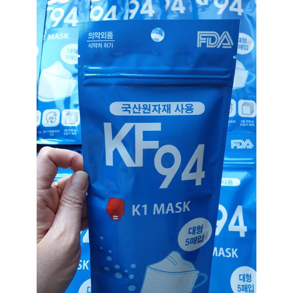 Khẩu Trang KF94 Hàn lọc bụi mịn K-One - 100% Nội Địa Hàn Quốc - 5 cái/ túi màu trắng