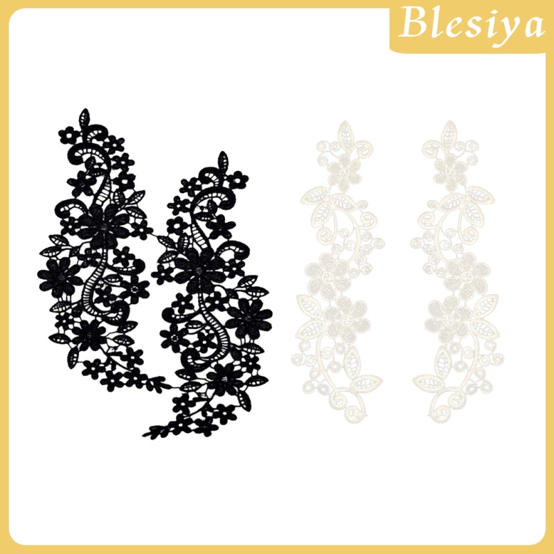 [BLESIYA] 4 Pieces DIY Floral Venise Lace Applique Embroidered Patch Motif Crafts