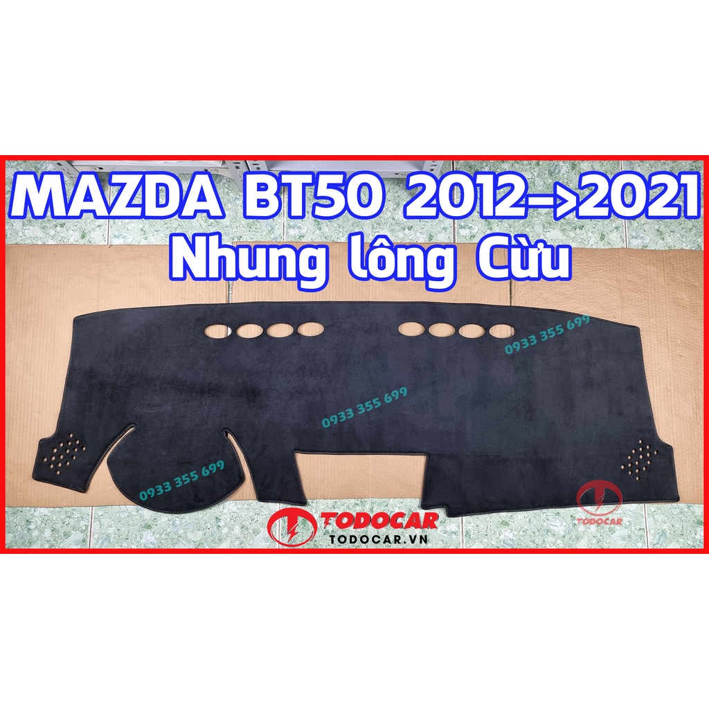 Thảm Taplo MAZDA BT50 bằng Nhung lông Cừu hoặc Da vân Carbon, Da vân Gỗ