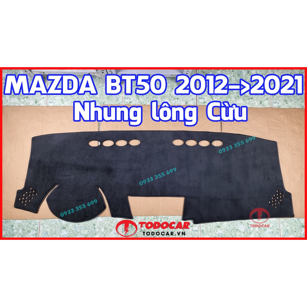Thảm Taplo MAZDA BT50 bằng Nhung lông Cừu hoặc Da vân Carbon, Da vân Gỗ